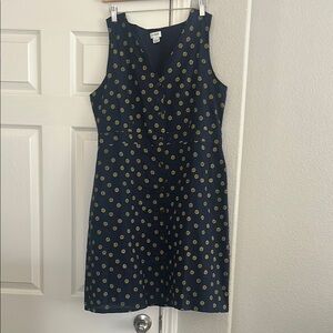 Navy Blue Sleeveless Dress with Yellow Sunflower